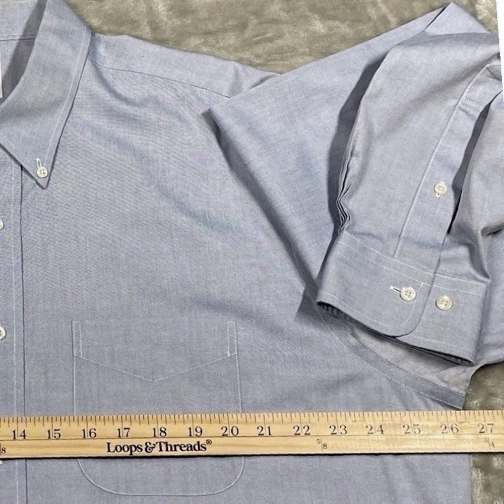 LOT OF 2 Brooks Brothers Dress Shirts 17 4/5 (XL) 1 Blue 1 Orange Plaid Non Iron - Picture 12 of 15